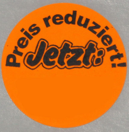 Preisetikett, 35 mm, rund, "Preis reduziert Jetzt!", leuchtorange
