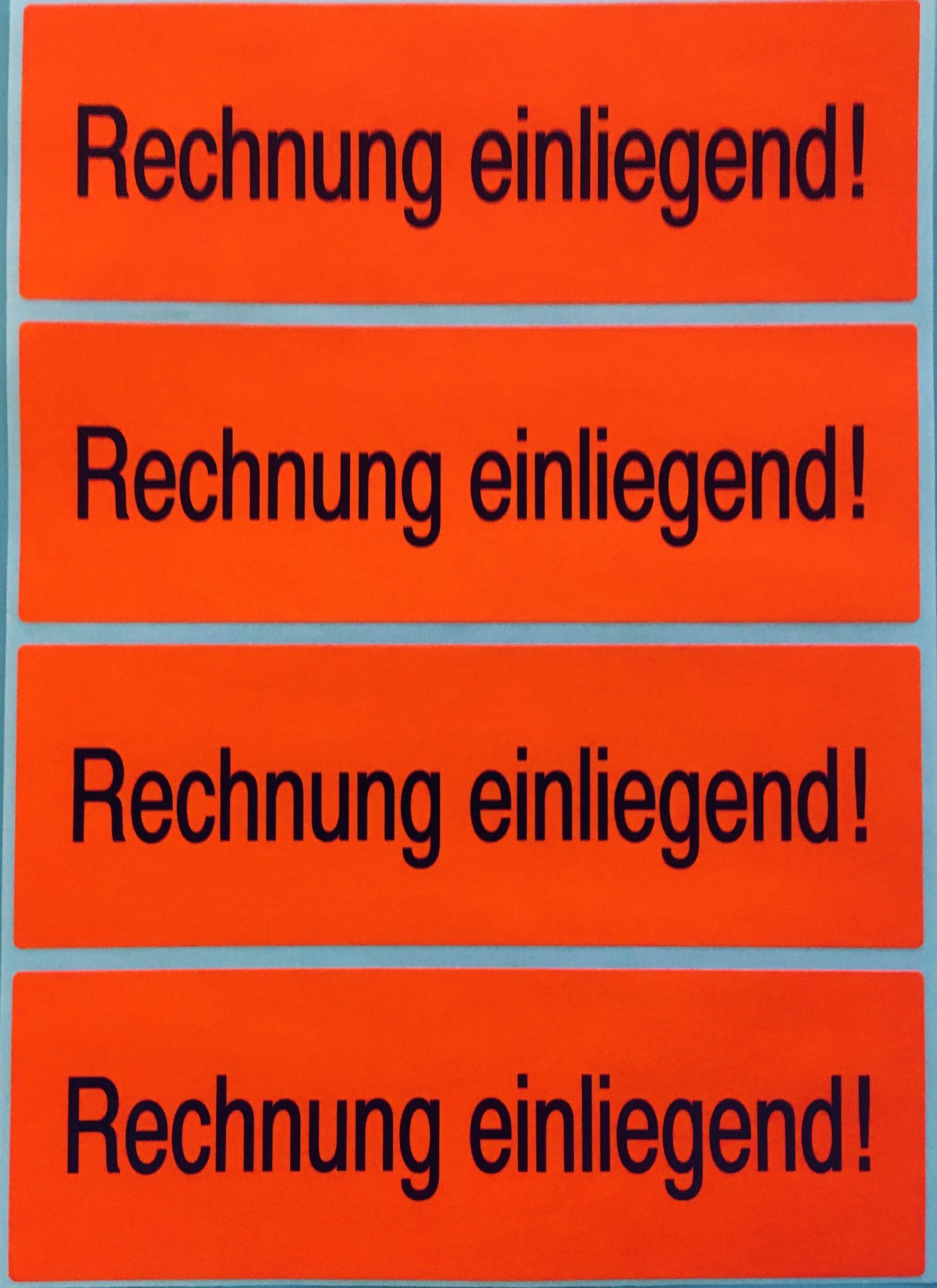 Versandzettel, "Rechnung einliegend!", 118 x 39 mm, leuchtrot