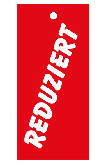 Anhänge-Etikett, "Reduziert", 28 x 60 mm, rot