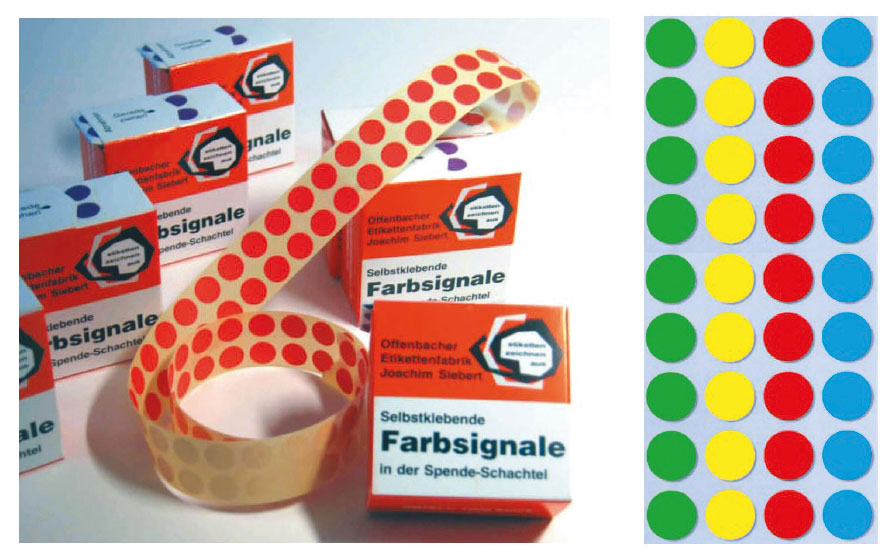 Farbsignale (Farbpunkte), Ø 8 mm, verschiedene Farben