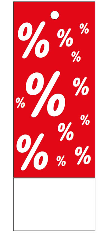 Anhänge-Etikett, "%", 28 x 78 mm, rot, mit Anlage