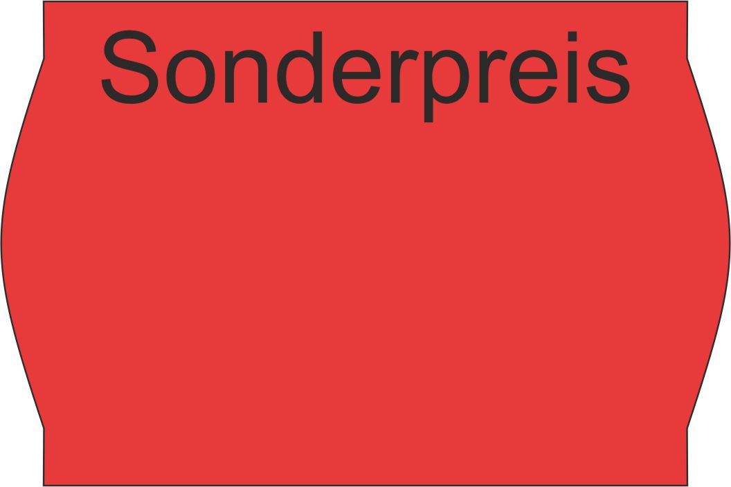 Wellenrand-Haftetiketten, 26 x 12 mm, leuchtrot, Aufdruck "Sonderpreis"