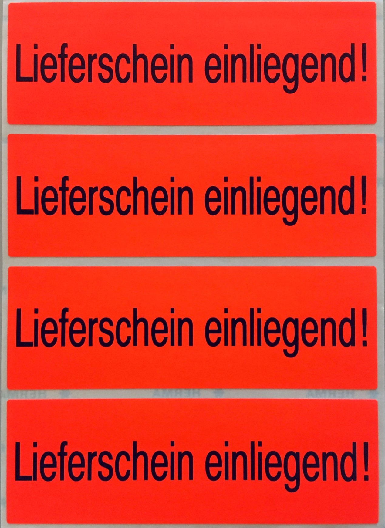 Versandzettel, "Lieferschein einliegend!", 118 x 39 mm, leuchtrot
