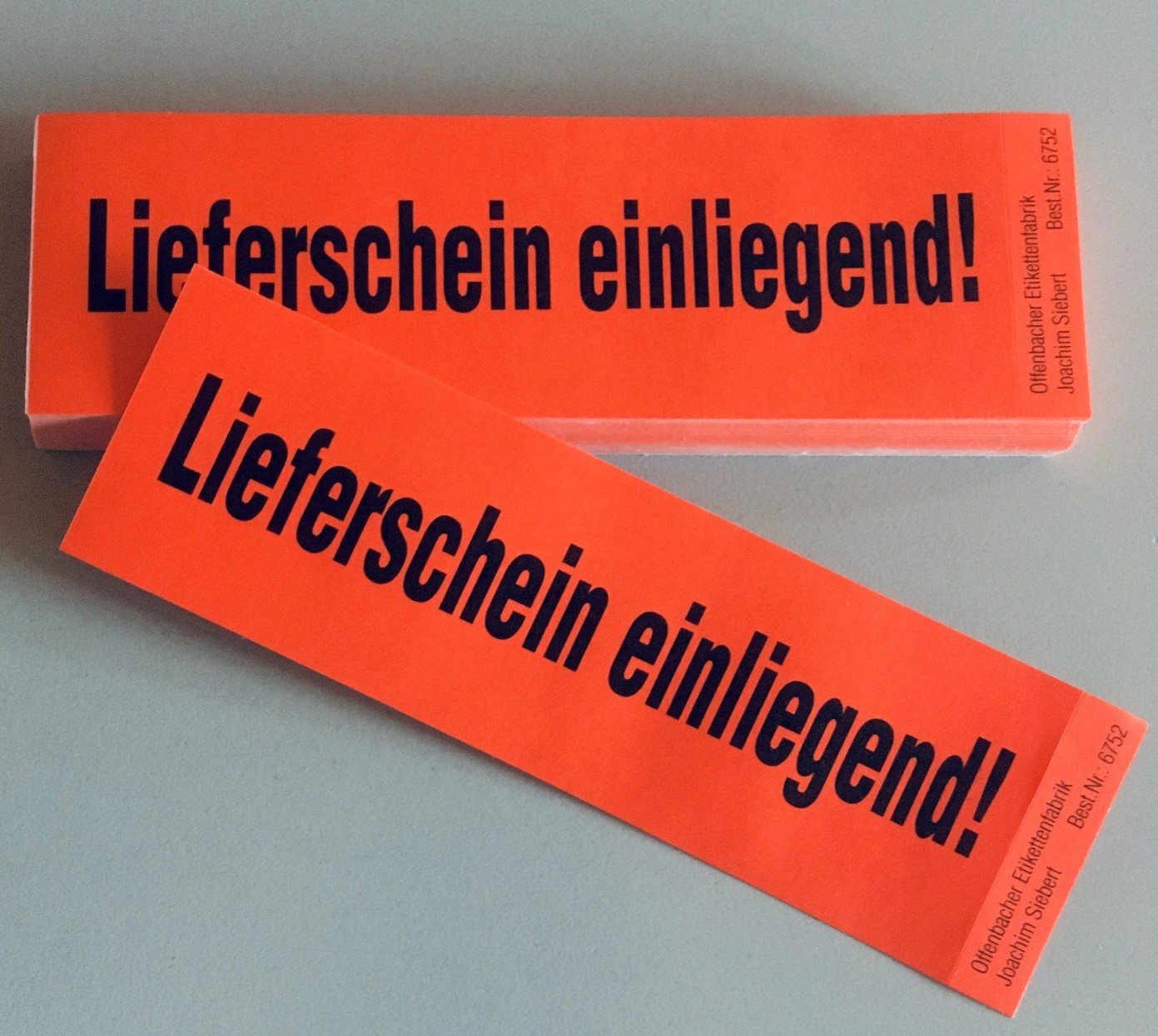 Versandzettel, "Lieferschein einliegend!", 120 x 40 mm Block à 50 Stück