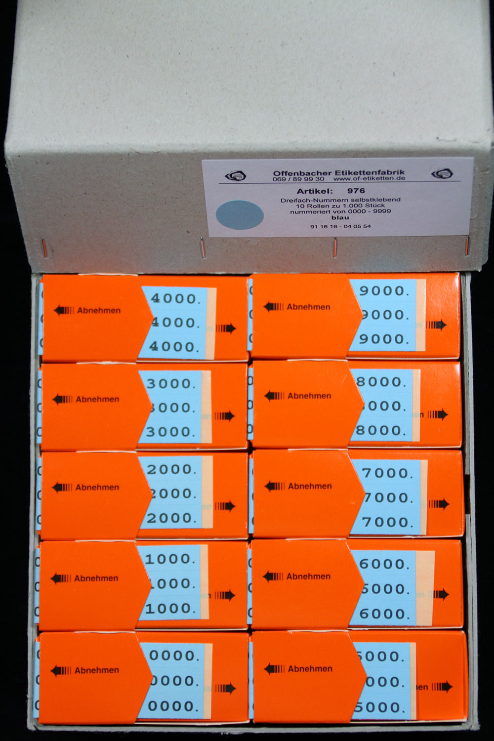 Dreifach-Nummern, 0000-9999, 25 x 10 mm, mehrere Farben