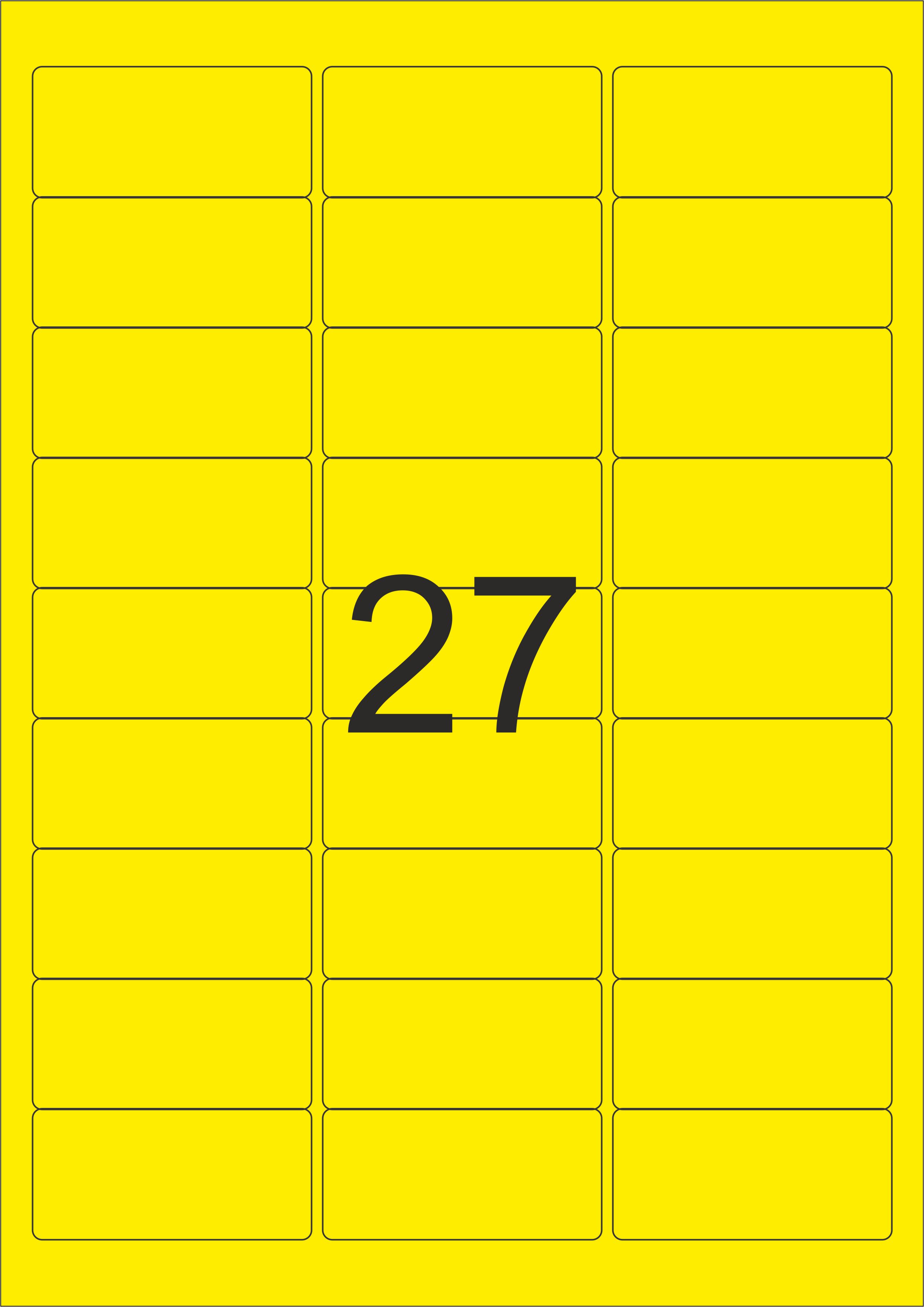 HERMA Etiketten, A4 - 63,5 x 29,6 mm, 25 Blatt, Polyesterfolie gelb matt, wetterfest