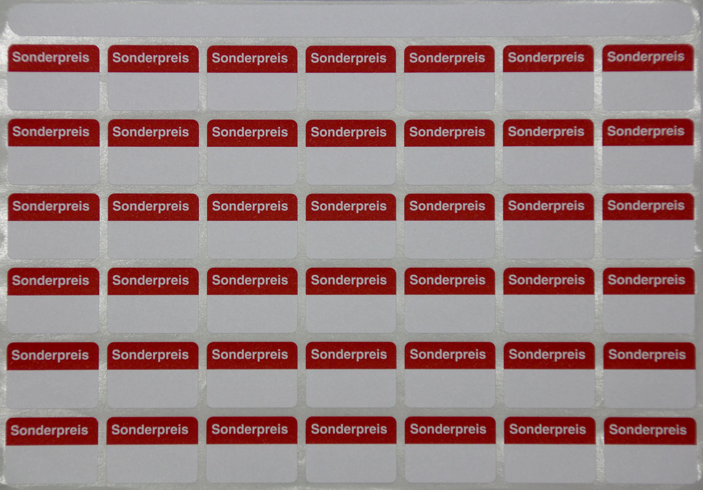 Preisetikett "Sonderpreis",  22 x 16 mm, ohne Preiseindruck