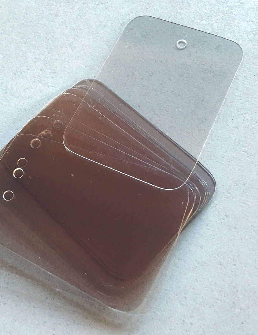 Anhänger transparent, 41 x 58 mm mit 3 mm Lochung